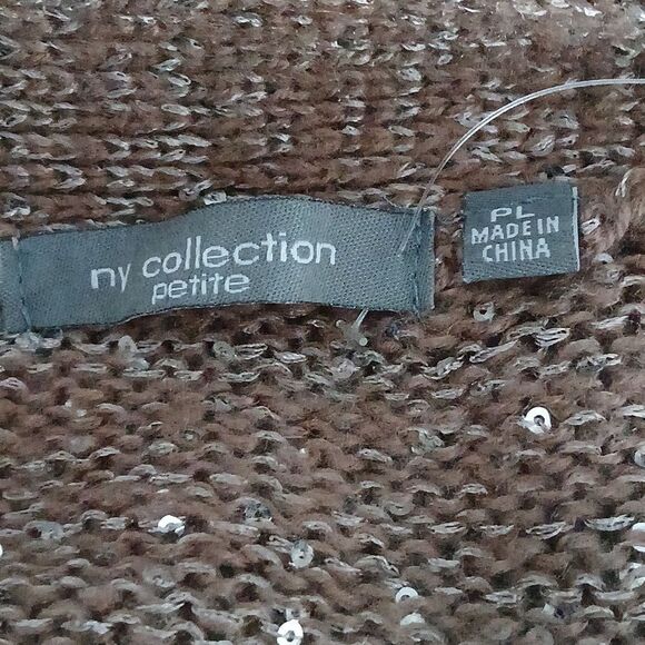 NY Collection Tan open front cardigan with silver sequins  casual Sz PL NWOT - Picture 5 of 5